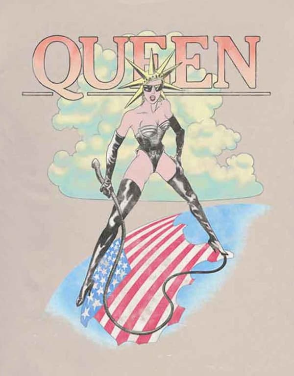 Queen T Shirt Mistress band logo vintage Official Mens Beige