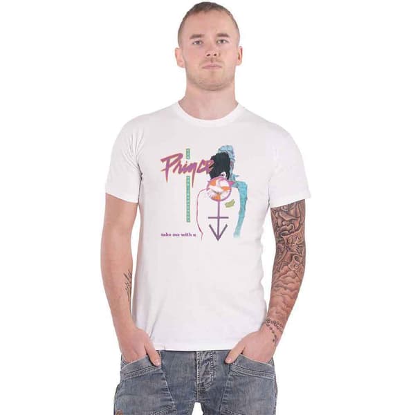 Prince T Shirt Take Me With U Prince and the revolution Official Mens White White L