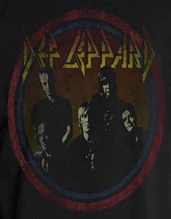 Def Leppard T Shirt Vintage Circle band logo distressed print official Mens