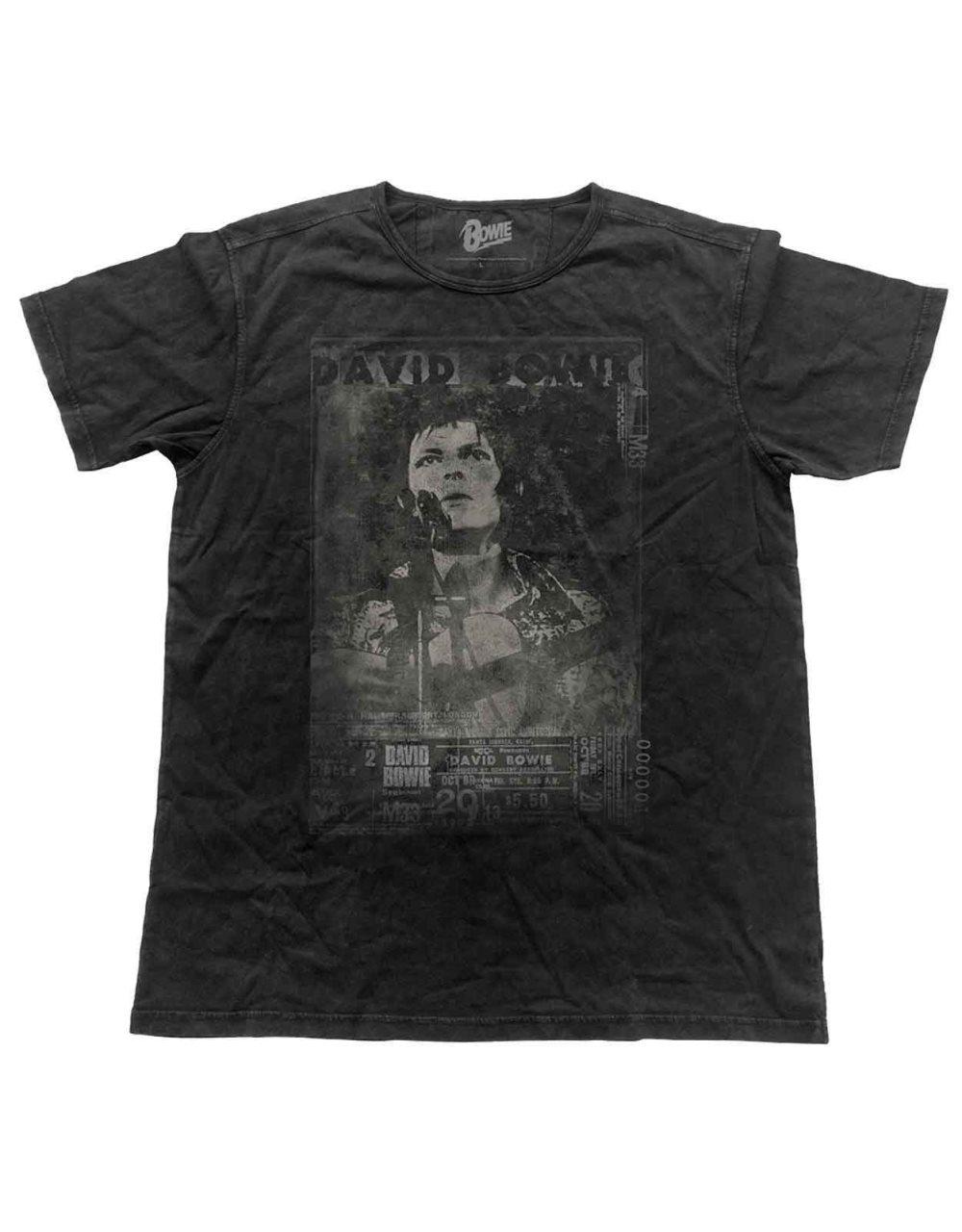 David Bowie T Shirt Live poster Official Mens Vintage Finish Black