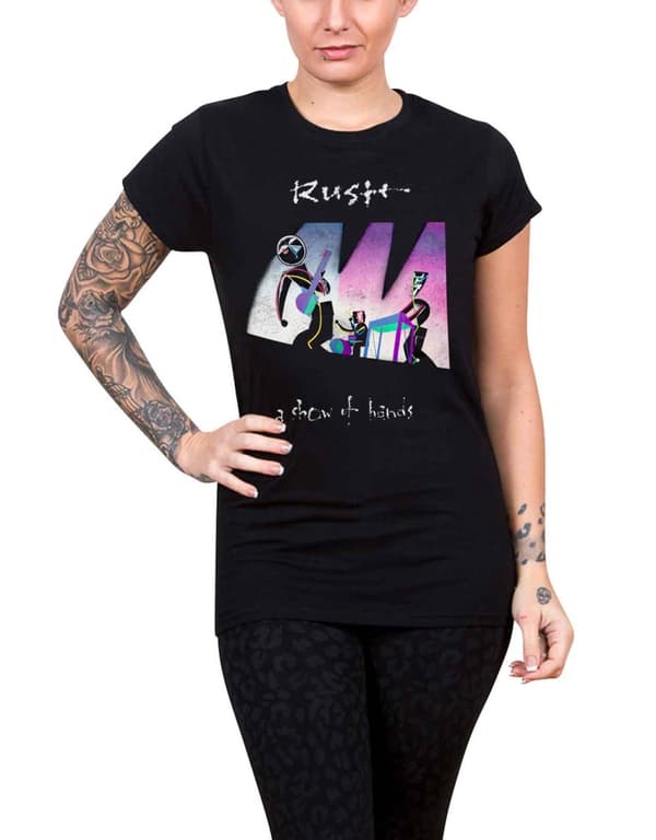 Rush T Shirt Show Of Hands Official Womens Skinny Fit Scoop Neck Black