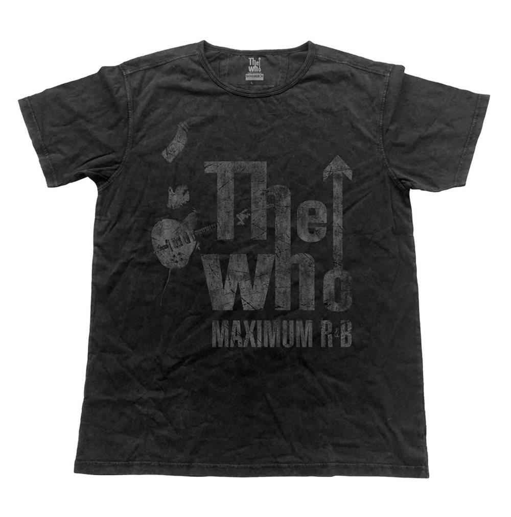 The Who T Shirt Maximum R&B band logo Official Mens Vintage Finish Black