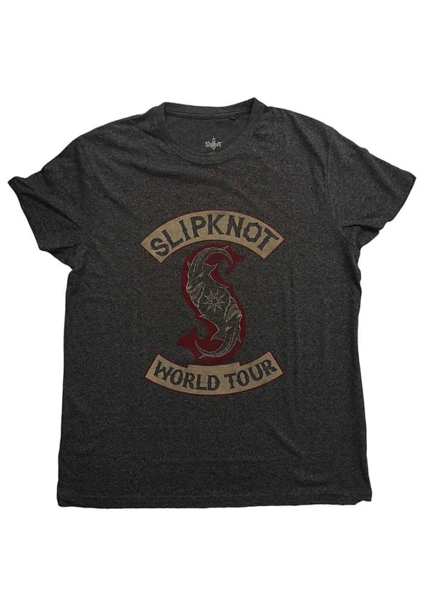 Slipknot T Shirt Patched up band logo Official Mens Vintage Finish Black Black M