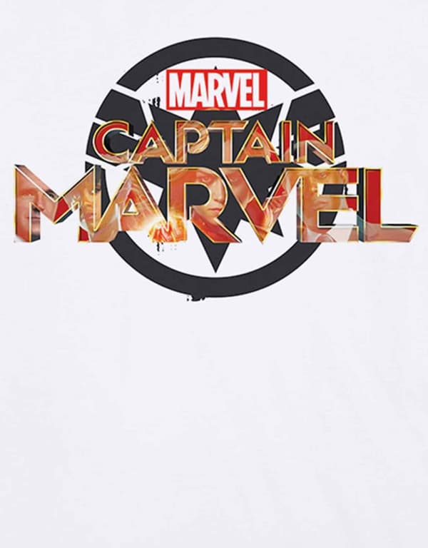 Captain Marvel T Shirt Crest Logo Official Marvel Comics Mens White