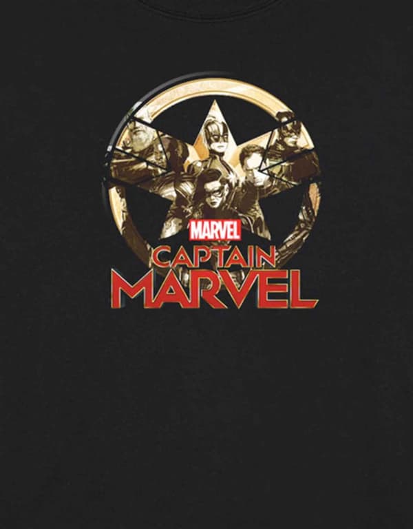 Captain Marvel T Shirt Characters Logo Official Marvel Comics Mens Black