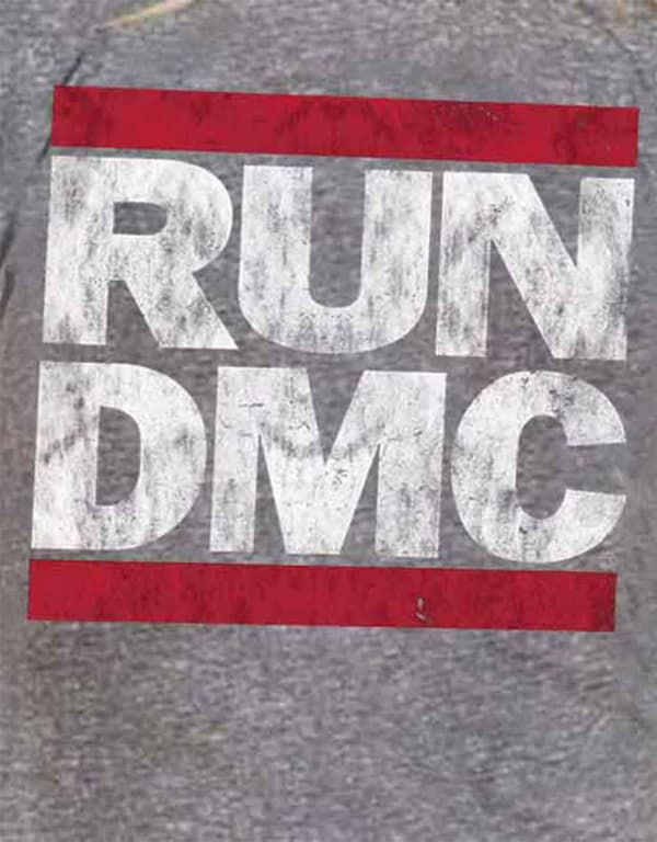 Run DMC T Shirt Classic Band Logo Official Womens Grey Skinny Fit Burnout