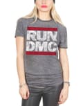 Miniatyrbild 1 av 4: Run DMC T Shirt Classic Band Logo Official Womens Grey Skinny Fit Burnout