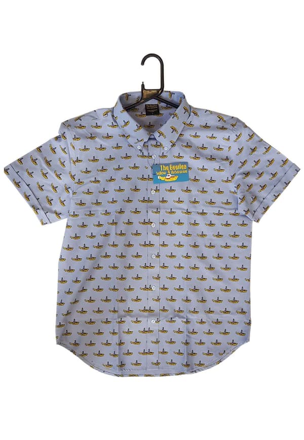 The Beatles Casual Shirt Yellow Submarine Band Logo All Over Print Official Mens