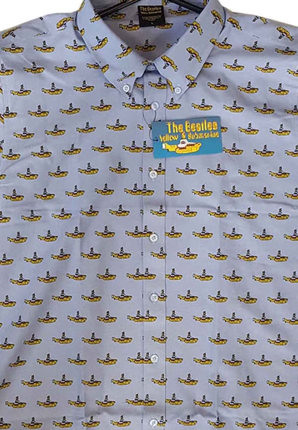 The Beatles Casual Shirt Yellow Submarine Band Logo All Over Print Official Mens