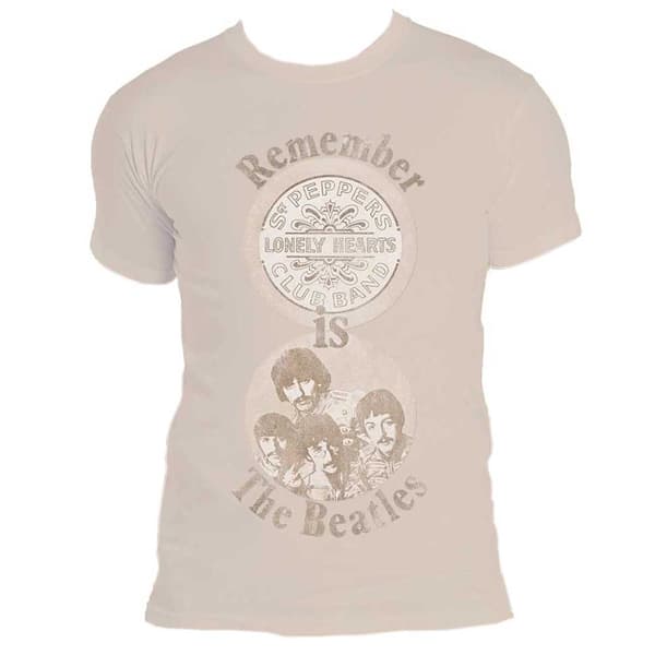 The Beatles T Shirt Remember Sgt Pepper Lonely Hearts Official Mens Sand