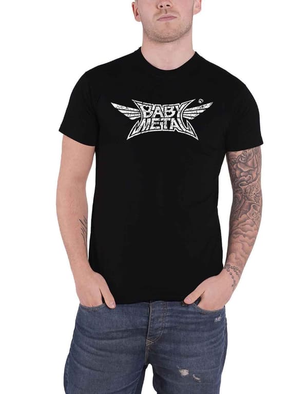 Babymetal T Shirt Distressed Band Logo Official Mens Black