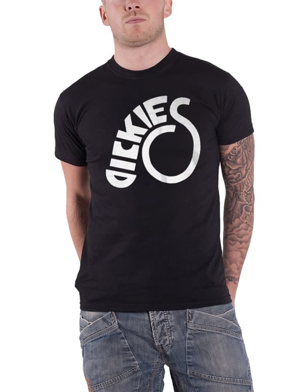 The Dickies T Shirt band Logo Official Mens Black Black S
