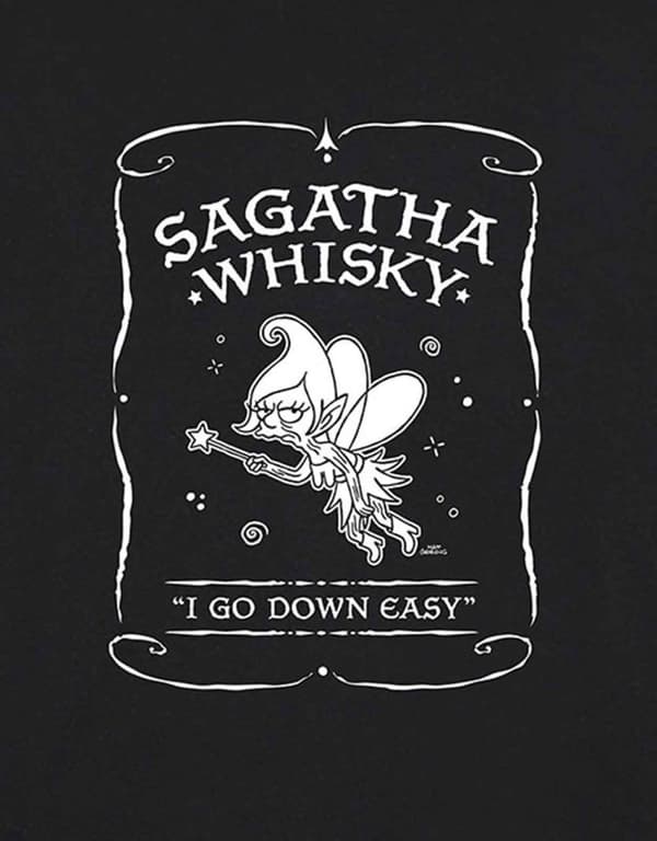 Disenchantment T Shirt Sagantha Whiskey Logo Official Mens Black