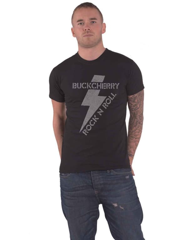 Buckcherry T Shirt Bolt Rock N Roll Distressed Band Logo Official Mens Black