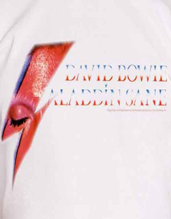 David Bowie T Shirt Aladdin Sane Eye Flash Logo Official Mens White