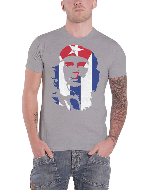 Che Guevara T Shirt Star And Stripes Cuban Revolution Official Mens Grey