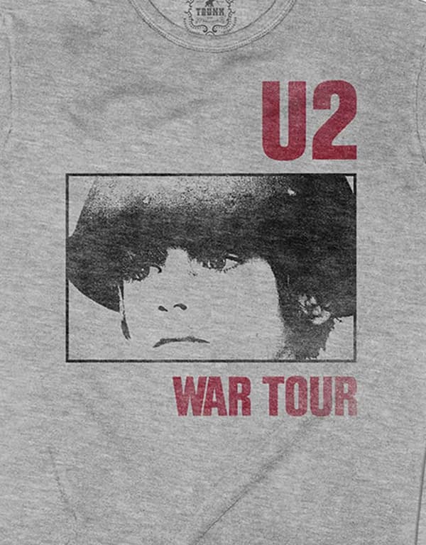 U2 T Shirt War Tour Band Logo Official Mens Grey