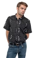 Miniatyrbild 1 av 4: The Beatles Casual Shirt Drum and Apples Official Mens Black Allover Print