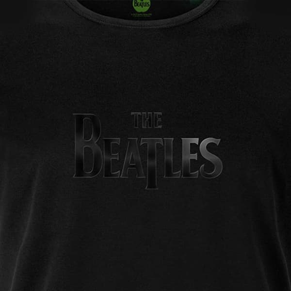 The Beatles T Shirt Vintage Drop T Logo Hi-Build Design Official Unisex Blk