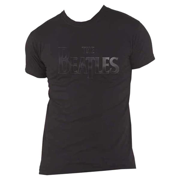 The Beatles T Shirt Vintage Drop T Logo Hi-Build Design Official Unisex Blk