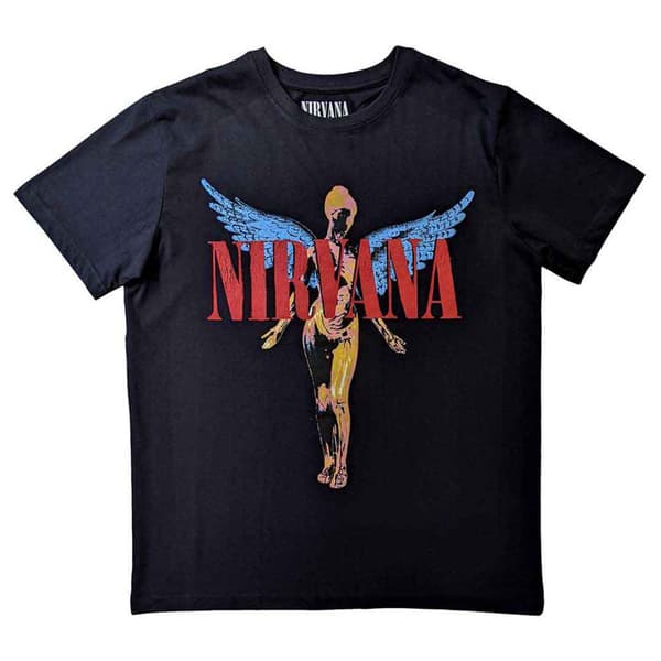 Nirvana T Shirt In Utero Angelic Band Logo Official Mens Black Black S