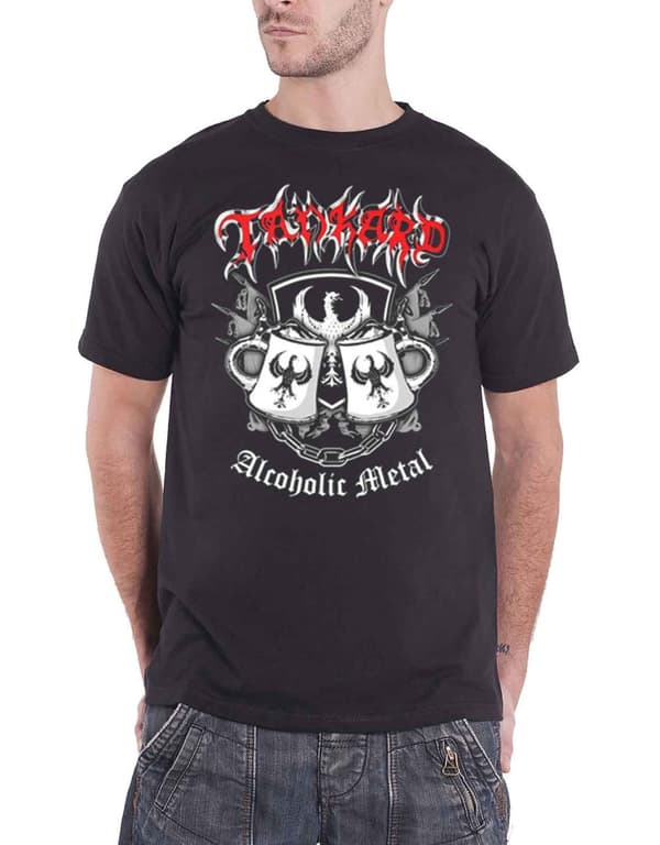 Tankard T Shirt Alcoholic Metal Band Logo Official Mens Black