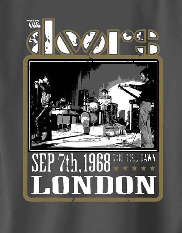The Doors T Shirt Live Roundhouse London Official Mens Charcoal Grey