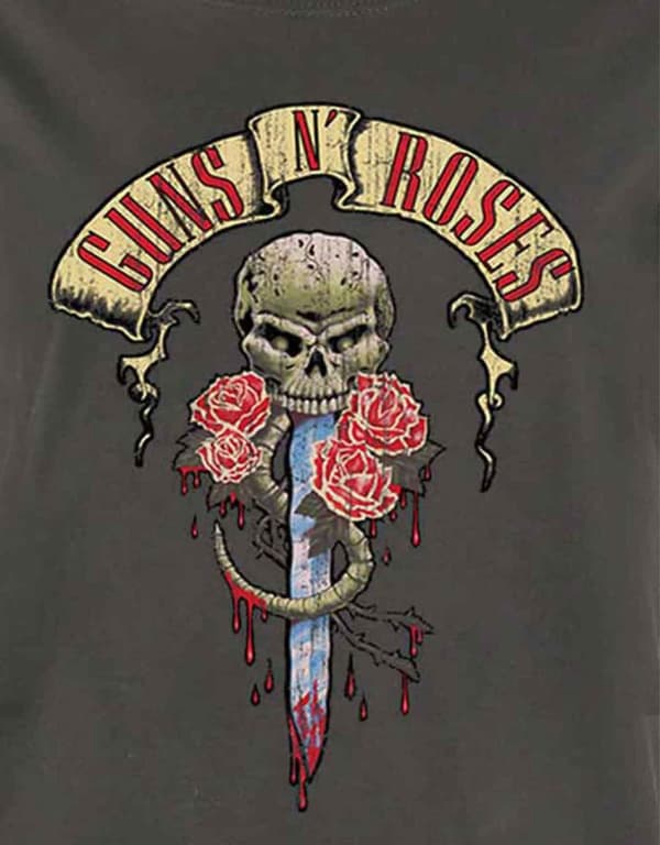 Guns N Roses T Shirt Dripping Dagger Logo Official Womens Grey Skinny Fit