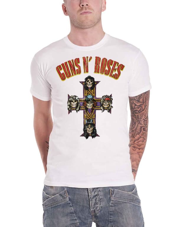 Guns N Roses T Shirt Appetite For Destruction Band Logo Official Mens White White M