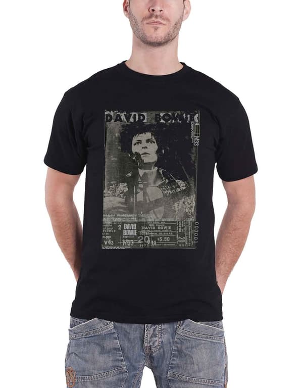 David Bowie T Shirt Ziggy Stardust Live Profile Logo Official Mens Black Black S