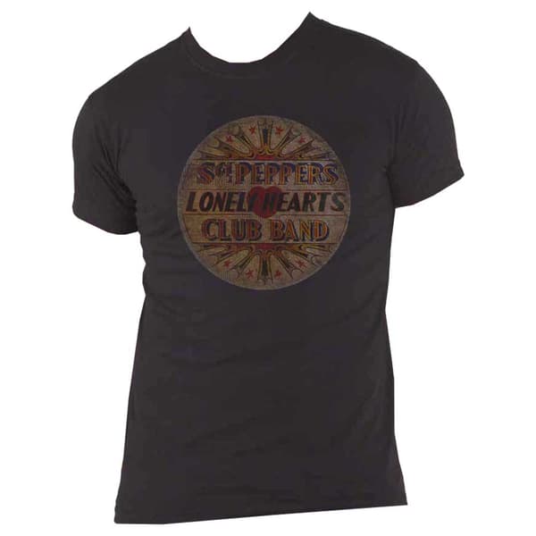 The Beatles T Shirt Vintage Drum Head Sgt Pepper Logo Official Mens Black