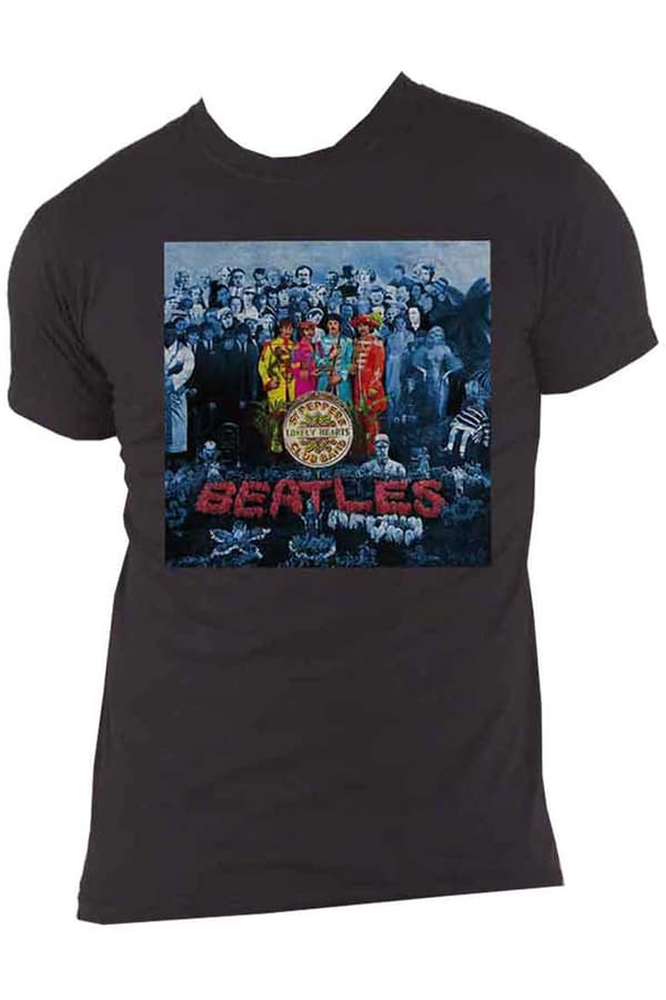 The Beatles T Shirt Sgt Pepper Album Cover Blue Tint Official Mens Black