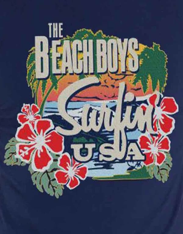 Beach Boys T Shirt Surfin USA Tropical band logo Official Mens Blue