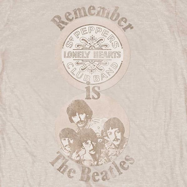 The Beatles T Shirt Remember Sgt Pepper Lonely Hearts Official Mens Sand