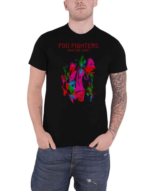 Foo Fighters T Shirt Wasting Light Band Logo Official Mens Black
