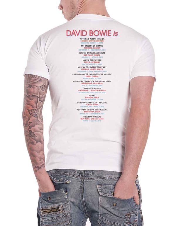 David Bowie T Shirt Bowie Is World Tour Back Print Official Mens White