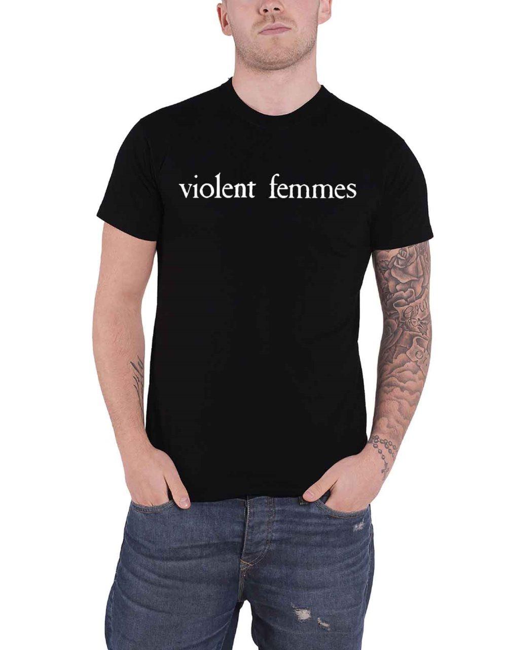 Violent Femmes T Shirt White Vintage Logo Official Mens Black