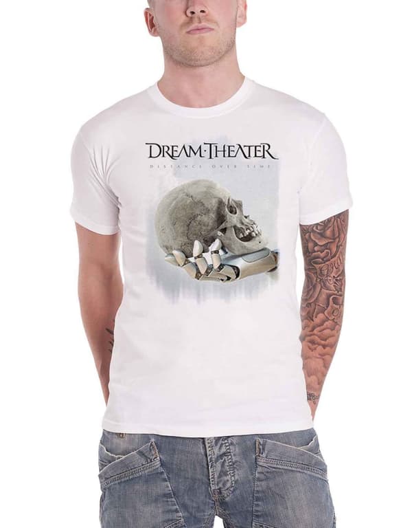 Dream Theater T Shirt Distance over Time Tour Skull Fade Out Official Mens White S