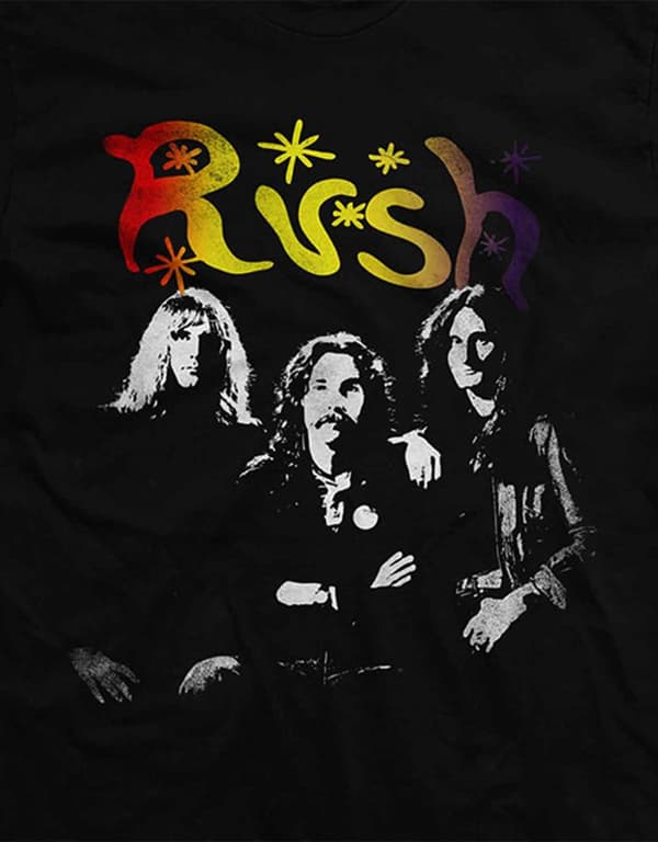 Rush T Shirt Band Photo Stars Logo Official Mens Black