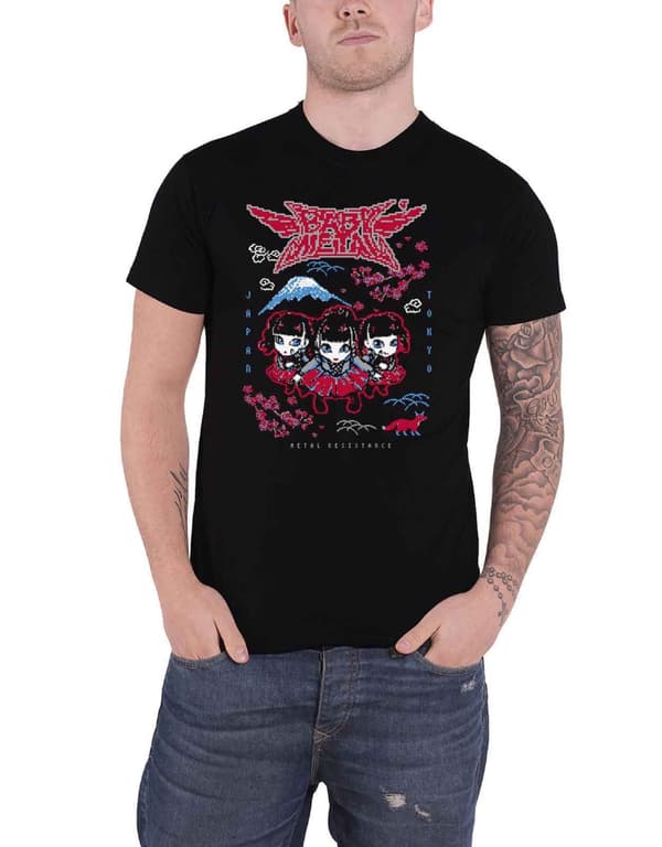 Babymetal T Shirt Pixel Tokyo Band Logo Official Mens Black