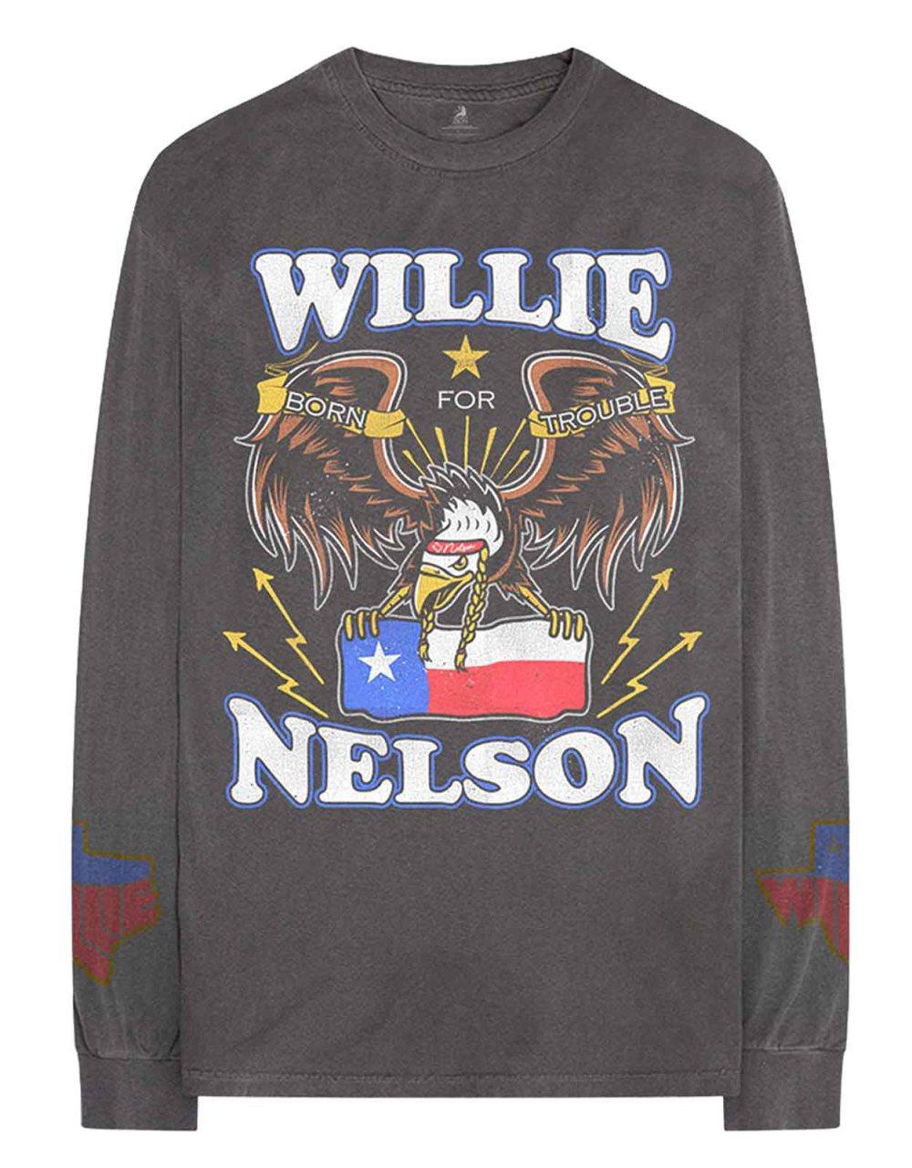 Willie Nelson T Shirt Texan Pride Official Long Sleeve Charcoal Grey Unisex