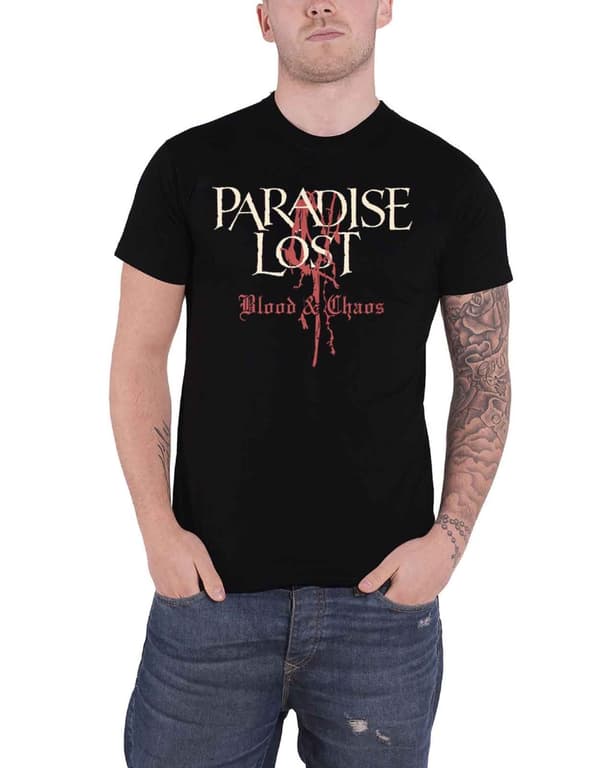 Paradise Lost T Shirt Blood And Chaos Band Logo Official Mens Black Black S