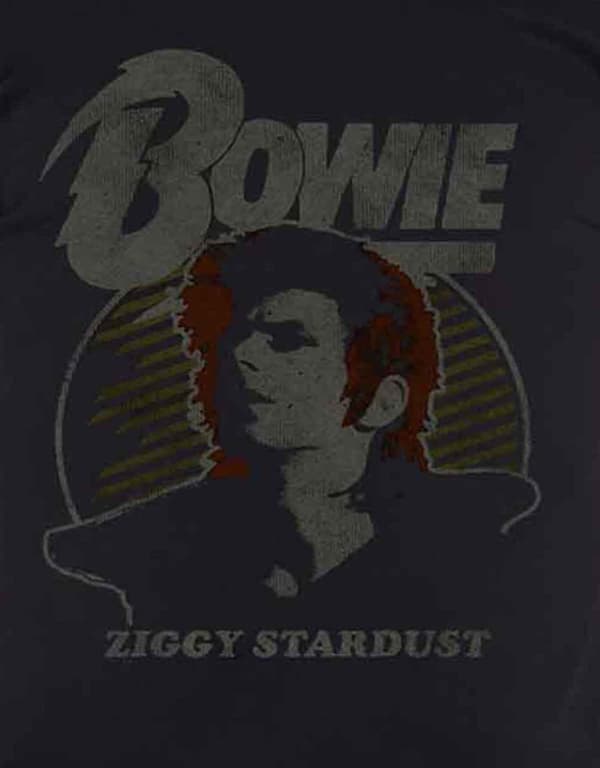 David Bowie T Shirt Vintage Ziggy Stardust Distressed Official Mens Black