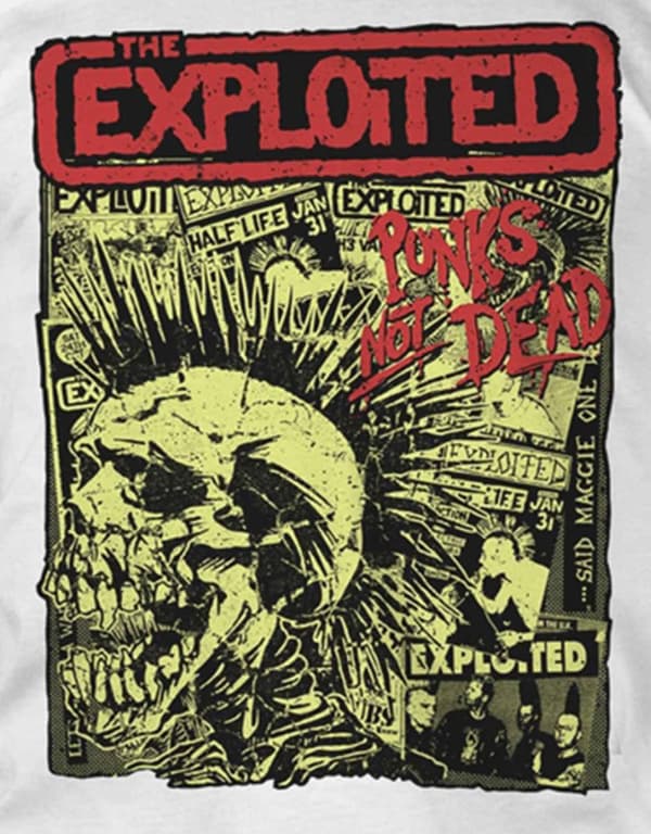 The Exploited T Shirt Punks Not Dead Skull Band Logo Official Mens