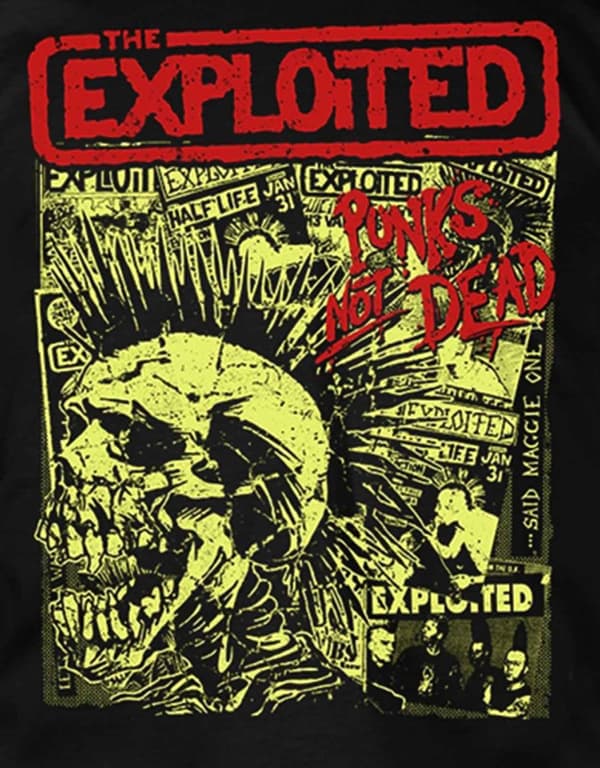 The Exploited T Shirt Punks Not Dead Skull Band Logo Official Mens