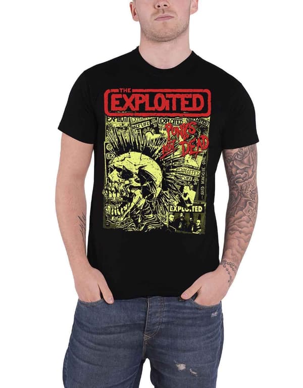 The Exploited T Shirt Punks Not Dead Skull Band Logo Official Mens