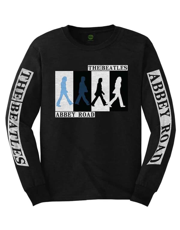 The Beatles T Shirt Abbey Road Colours Crossing Official Long Sleeve Black