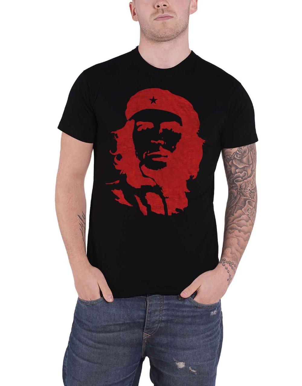 Che Guevara T Shirt Red On Black Portrait Cuban Revolution Official Mens