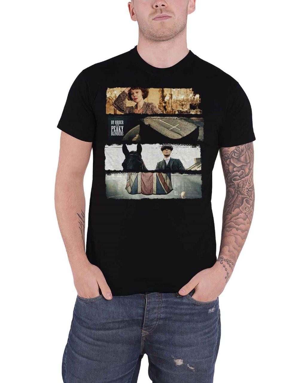 Peaky Blinders T Shirt Slices TV Show Logo Official Mens Black