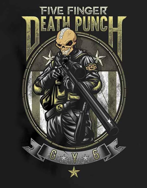 Five Finger Death Punch T Shirt Sniper band Logo Official Mens Black